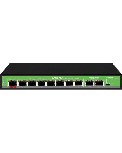 DSP208F-2F-T120 DSP208F-2F-T120 V1 (L2) 10х100Мбит/с 8PoE 8PoE+ 120W. Коммутатор с питанием по PoE. Digma в Назрани