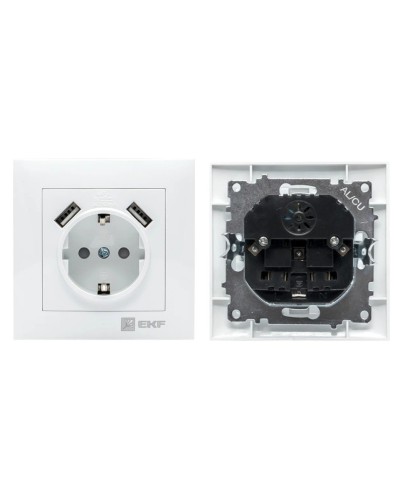 Валенсия розетка 1-местная с/з 16А (EWR16-028-10-2USB). Розетка 1-местная с/з 16А. EKF в Назрани