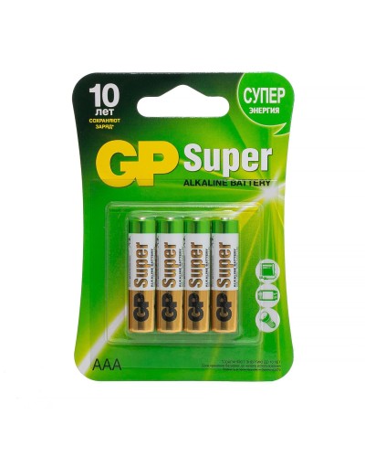 GP Super Alkaline 24A AAA (GP 24A-2CR4), упак. 4 шт. БЛИСТЕР. Алкалиновые батарейки. GP Batteries в Назрани