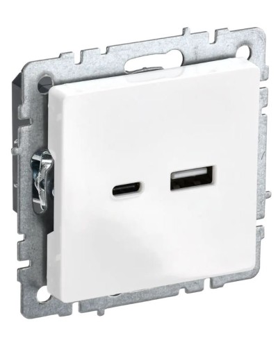 Розетка USB A+C 18Вт РЮ11-1-БрБ белый BRITE (BR-U22-018-K01). Розетка USB. IEK в Назрани