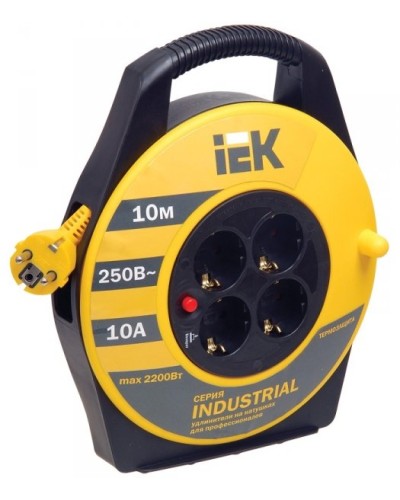 УК10 4 места, 10м (WKP15-16-04-10). Удлинитель на катушке Industrial. IEK в Назрани