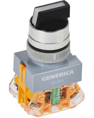 Переключатель D7-20X3 на 3 положения черный GENERICA (BSW50-20X3-3-21-3-K02-G). Переключатель. IEK в Назрани