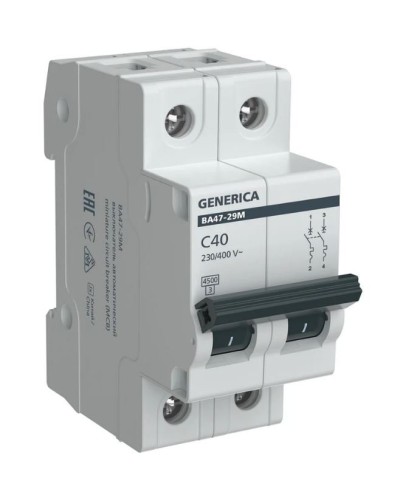 GENERICA ВА47-29М 2P C 40А 4,5кА (MVA21-2-040-C-G). Автоматический выключатель. IEK в Назрани