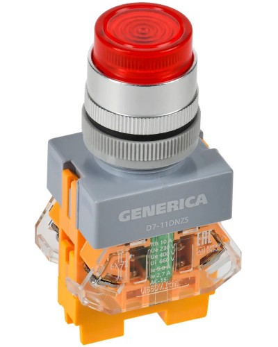 Кнопка D7-11DNZS d=22мм красная GENERICA (BBT50-11DNZS-3-11-K04-G). Кнопка управления с подсветкой и фиксацией. IEK в Назрани
