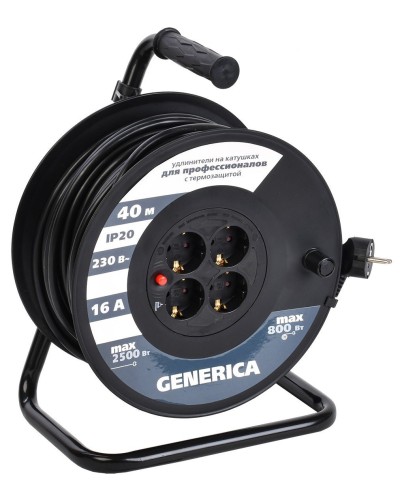 УК40 4 места 2P+PE, 40м GENERICA (WKP20-16-04-40-G). Удлинитель на катушке с термозащитой, 3х1,5кв.мм. IEK в Назрани