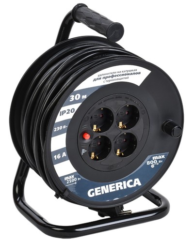 УК30 4 места 2P+PE, 30м GENERICA (WKP20-16-04-30-G). Удлинитель на катушке с термозащитой, 3х1,5кв.мм. IEK в Назрани