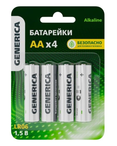 Батарейка Alkaline LR06/AA GENERICA (4 шт) (ABT-LR06-ST-L04-G). Батарейка щелочная. IEK в Назрани