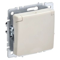 Розетка с з/к РСбш10-3-44-БрКр бежевый BRITE (BR-R16-16-44-K10). Розетка с заземлением с защитными шторками и крышкой. IEK