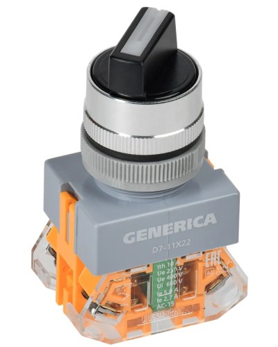 Переключатель D7-11X22 на 2 положения черный GENERICA (BSW50-11X22-3-22-2-K02-G). Переключатель с самовозвратом. IEK в Назрани