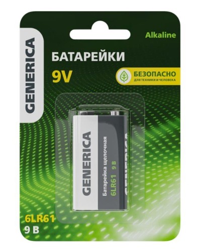 Батарейка Alkaline 6LR61 9V GENERICA (ABT-6LR619V-ST-L02-G). Батарейка щелочная. IEK в Назрани