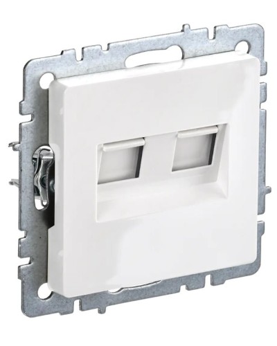 Розетка RJ45 РК10-2-БрБ кат.5E, белая BRITE (BR-K20-1-K01). Розетка компьютерная двойная. IEK в Назрани