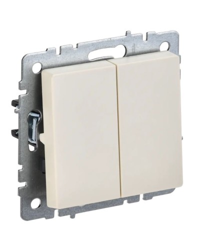 Выключатель 2-клавишный проходной ВС10-2-6-БрКр бежевый BRITE (BR-V22-0-10-K10). Выключатель. IEK в Назрани