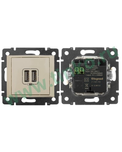 Розетка Valena двойная, USB, слоновая кость (774170). Розетка. LegranD в Назрани