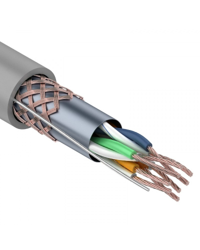 SF/UTP, CAT 5e, PVC, 4PR, 24AWG, INDOOR, STRANDED, серый, 305м, REXANT (01-0343). Кабель «витая пара» (LAN) для структурированных систем связи. Rexant в Назрани