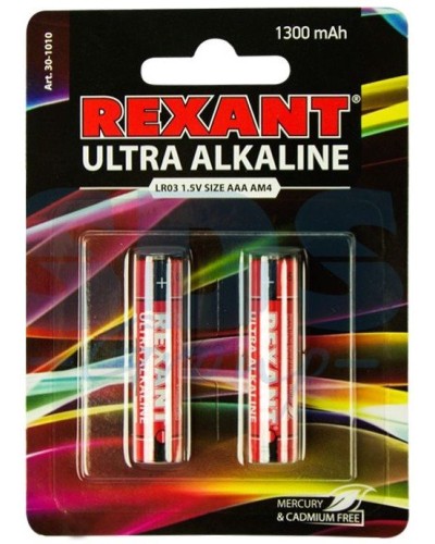 Ультра алкалиновая батарейка AAA/LR03 1,5 V 2 шт. блистер REXANT (30-1010). Элемент питания. Rexant в Назрани