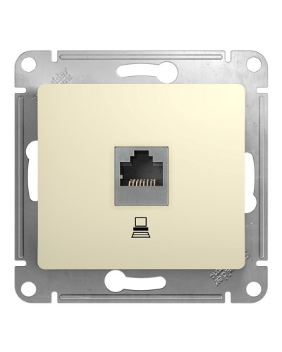 Glossa розетка RJ45 1-местная, кат. 5Е, скрытой установки, механизм, бежевый (GSL000281K). Розетка компьютерная. Systeme Electric в Назрани