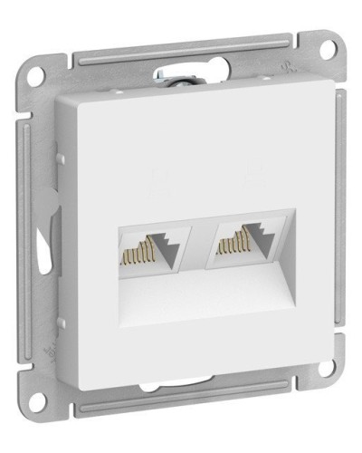 AtlasDesign розетка RJ45+RJ45, 2-местная, скрытой установки, механизм, белый (ATN000185). Розетка компьютерная. Systeme Electric в Назрани