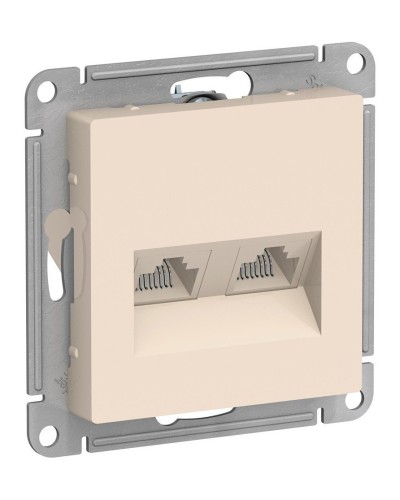 AtlasDesign розетка RJ45+RJ45, 2-местная, скрытой установки, механизм, бежевый (ATN000285). Розетка компьютерная. Systeme Electric в Назрани
