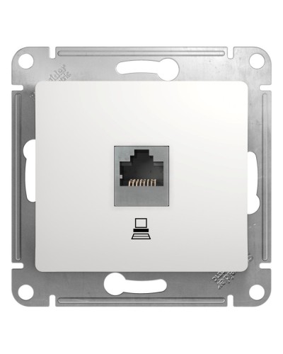 Glossa розетка RJ45 1-местная, кат. 5Е, скрытой установки, механизм, белый (GSL000181K). Розетка компьютерная. Systeme Electric в Назрани