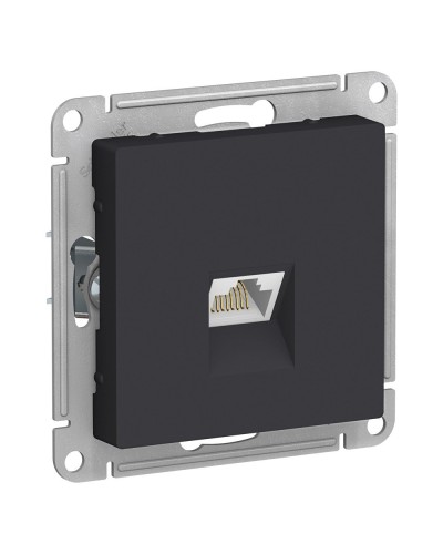AtlasDesign розетка RJ45, кат. 5Е, 1-местная, скрытой установки, механизм, карбон (ATN001083). Розетка компьютерная. Systeme Electric в Назрани