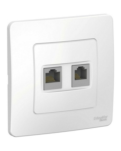 BLANCA розетка RJ45+RJ11 2-местная, кат. 5Е, скрытой установки, белый (BLNIS045111). Розетка компьютерная + телефонная. Systeme Electric в Назрани