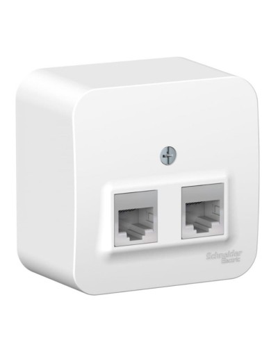 BLANCA розетка RJ11+RJ45, 2-местная, кат. 5Е, открытой установки, белый (BLNIA045111). Розетка компьютерная + телефонная с изолированной пластиной. Systeme Electric в Назрани