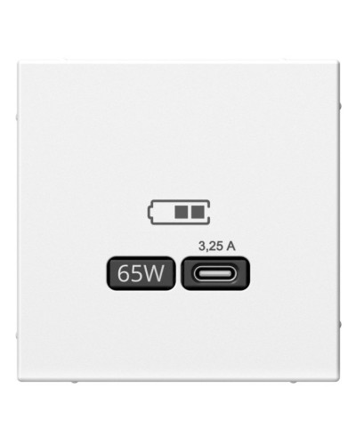 ArtGallery розетка USB тип-С 65Вт высокоскоростной заряд. QC, PD, скрытой установки, механизм, белый (GAL000127). Розетка USB. Systeme Electric в Назрани