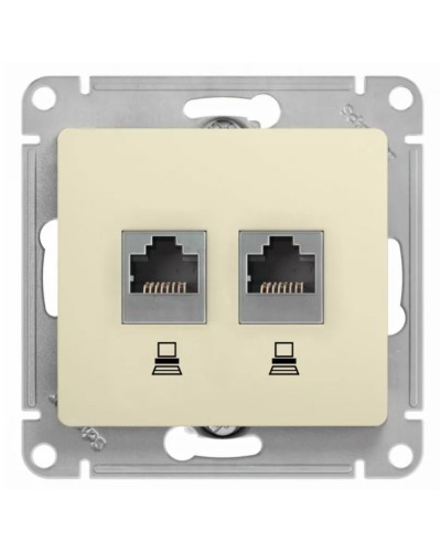 Glossa розетка RJ11+RJ45, 2-местная, кат. 5Е, скрытой установки, механизм, бежевый (GSL000285). Розетка компьютерная + телефонная. Systeme Electric в Назрани