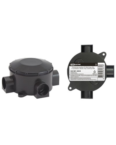 Распаячная коробка ОП D80х35мм, IP42, 3-х рожковая, черная TDM (SQ1401-4054). Распаячная коробка ОП. TDM ЕLECTRIC в Назрани