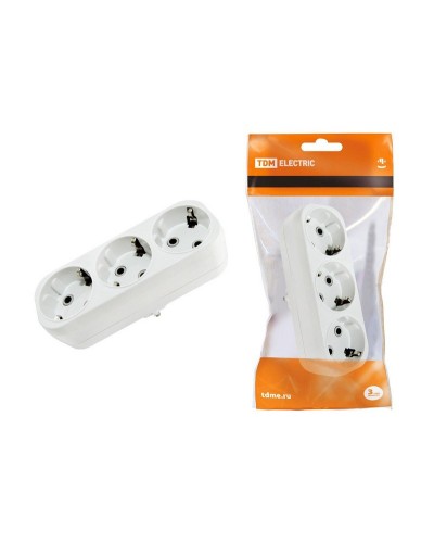 Блок на 3 гнезда 2П+З плоский 16А 250B TDM (SQ1806-0033). Розетка. TDM ЕLECTRIC в Назрани