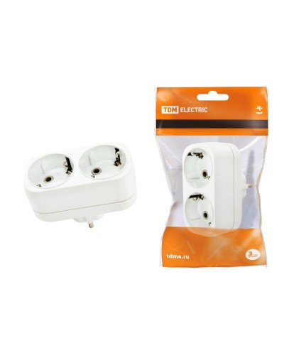Блок на 2 гнезда 2П+З плоский 16А 250B TDM (SQ1806-0026). Розетка. TDM ЕLECTRIC в Назрани