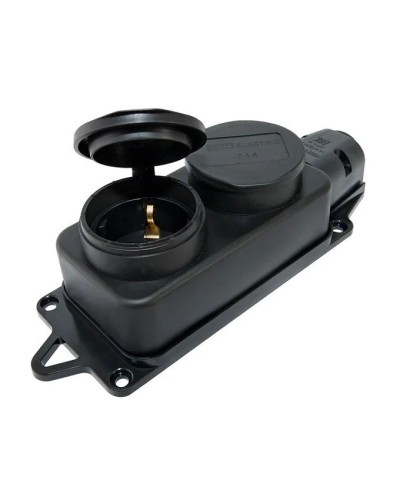 Розетка двухместная 2Р+РЕ 16А 250В IP44 (SQ0612-0037). Розетка двухместная с заглушками каучук. TDM ЕLECTRIC в Назрани