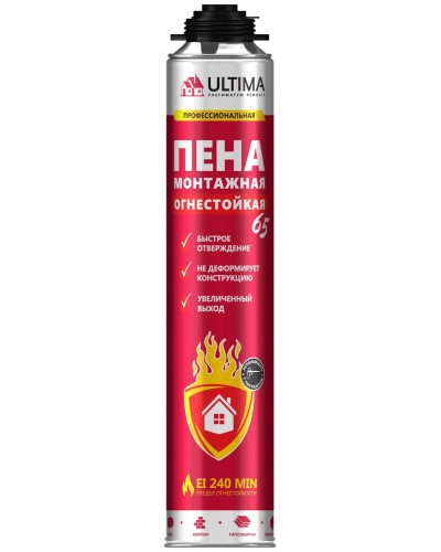 Пена огнестойкая ULTIMA PRO 65, 850 мл. Пена монтажная профессиональная. ULTIMA в Назрани