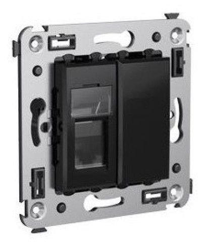 Розетка RJ-45 в стену Avanti одинарная черный квадрат (4402463). Розетка компьютерная. ДКС в Назрани