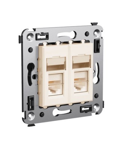 Розетка RJ-45 Avanti в стену двойная экранированная ванильная дымка (4405364). Розетка. ДКС в Назрани