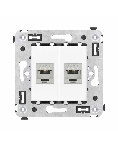 Розетка RJ-45 в стену, кат.6E, Avanti, двойная, белое облако (4400794). Розетка компьютерная модульная. ДКС в Назрани