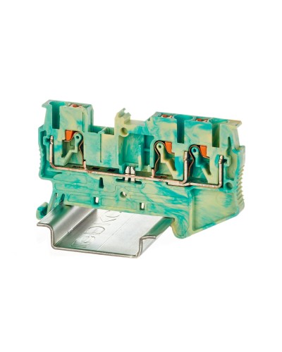 Клемма заземления, 3 точки подключения, 2.5 кв.мм (VPR-2.5-TWIN-PE-YG). Клемма заземления, зажим push-in. ДКС в Назрани