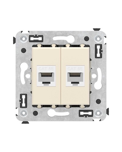 Розетка RJ-45 в стену, кат.5E, Avanti, двойная, ванильная дымка (4405664). Розетка компьютерная. ДКС в Назрани