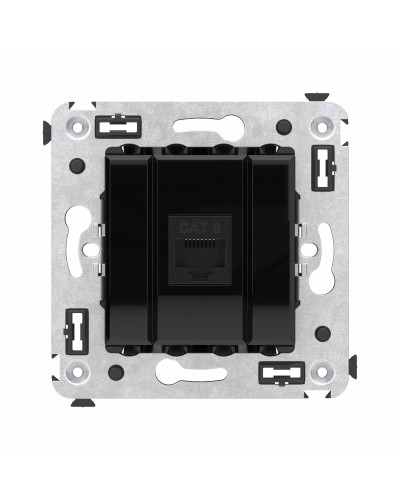 Розетка RJ-45 в стену, кат.6E, Avanti, одинарная, черный квадрат (4402693). Розетка компьютерная. ДКС в Назрани