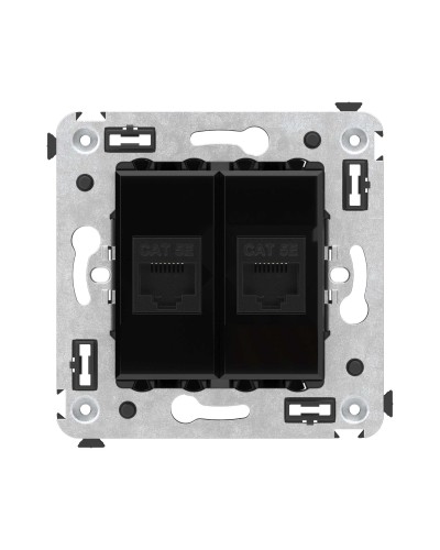 Розетка RJ-45 в стену, кат.5E, Avanti, двойная, черный квадрат (4402664). Розетка компьютерная. ДКС в Назрани