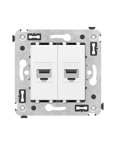 Розетка RJ-45 в стену, кат.5E, Avanti, двойная, белое облако (4400664). Розетка компьютерная. ДКС в Назрани
