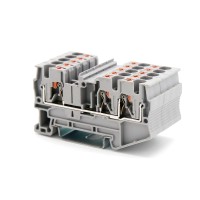 Клемма проходная, зажим push-in, 3 точки подключения, 4 кв.мм, серая (VPR-4-TWIN-GY). Клемма проходная, 2 точки подключения. ДКС