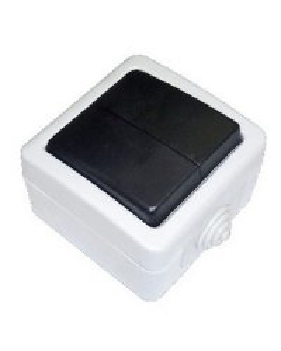 Переключатель двухклавишный 2-полюсный с 2 мест EF602SA, серый, LK Aqua (80006). Переключатель. Экопласт в Назрани