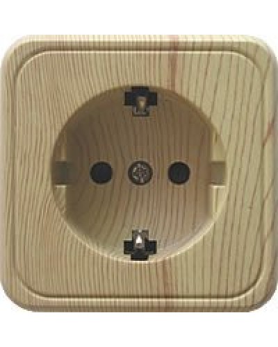 Розетка одинарная открытой установки с з/к, сосна, LK Standard (813225). Розетка с заземляющими контактами и защитными шторками. Экопласт в Назрани