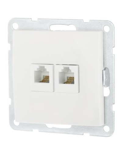 Розетка телефонная двойная 2xRJ-12 с накладкой, белый LK60 (865604-1). Розетка телефонная. Экопласт в Назрани