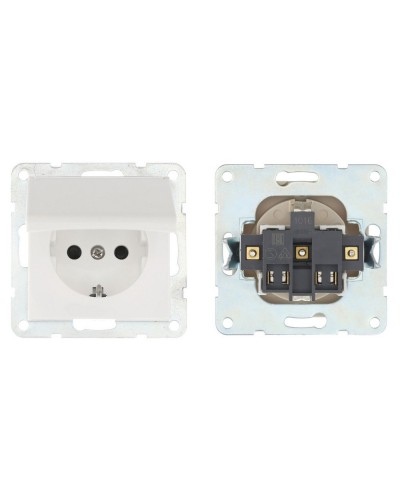 Розетка с з/к, шторками и крышкой, белый LK80 (843404-1). Розетка. Экопласт в Назрани
