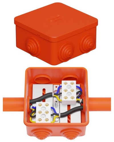 Коробка JBS080 85х85х50, 6 вых., 4P (0,15-10,0 мм²) (43311HF). Коробка монтажная, огнестойкая, без галогена. Экопласт в Назрани