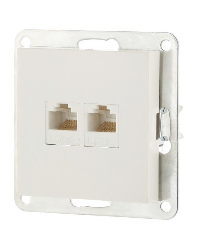 Розетка 2xRJ-45 кат.5е с накладкой, белый LK80 (846204-1). Розетка компьютерная двойная. Экопласт в Назрани