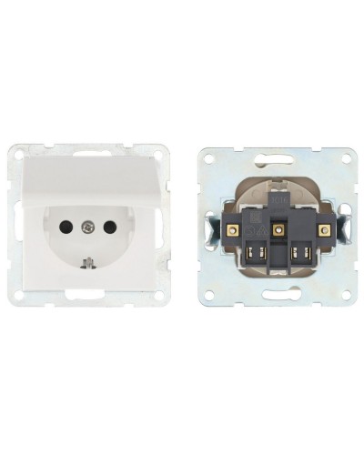 Розетка с з/к, шторками и крышкой, белый LK60 (863404-1). Розетка. Экопласт в Назрани