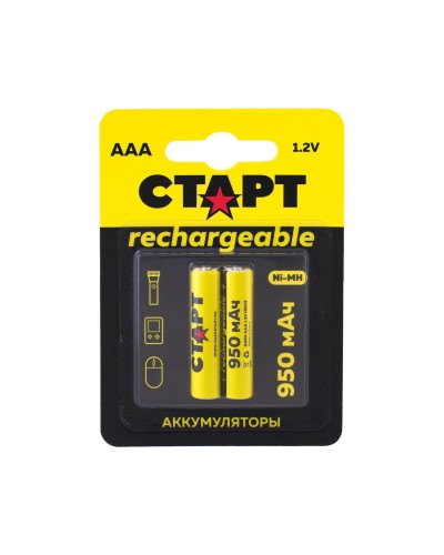 СТАРТ HR03 (AAA, 950mah), упак. 2 шт. БЛИСТЕР. Перезаряжаемые аккумуляторы. СТАРТ в Назрани